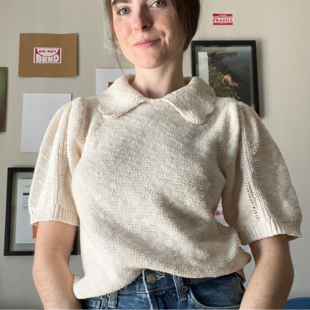 Knit Peter Pan Collar Short Sleeve Sweater